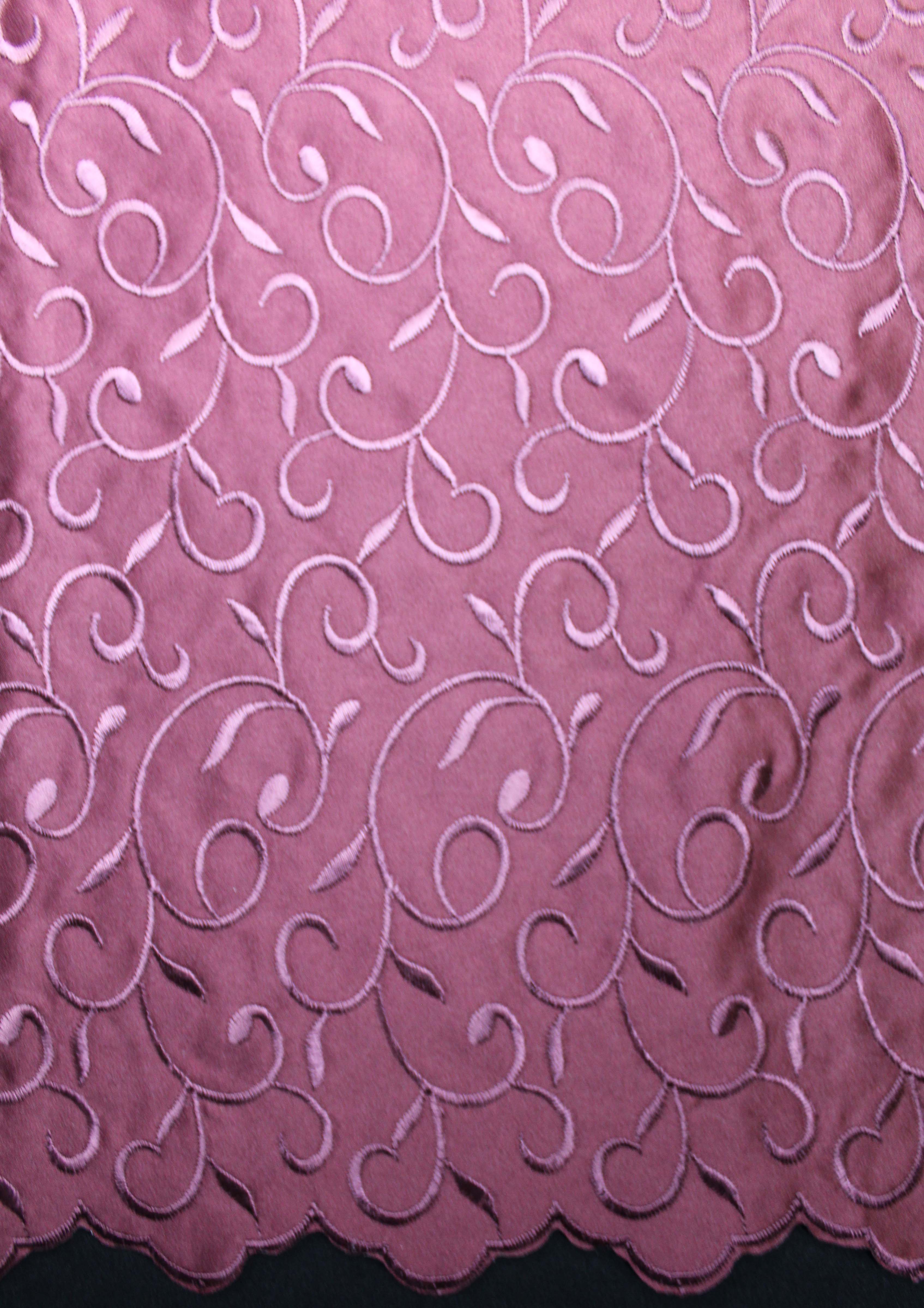 EMBROIDERED DUCHESS SATIN - DK WINE/WINE